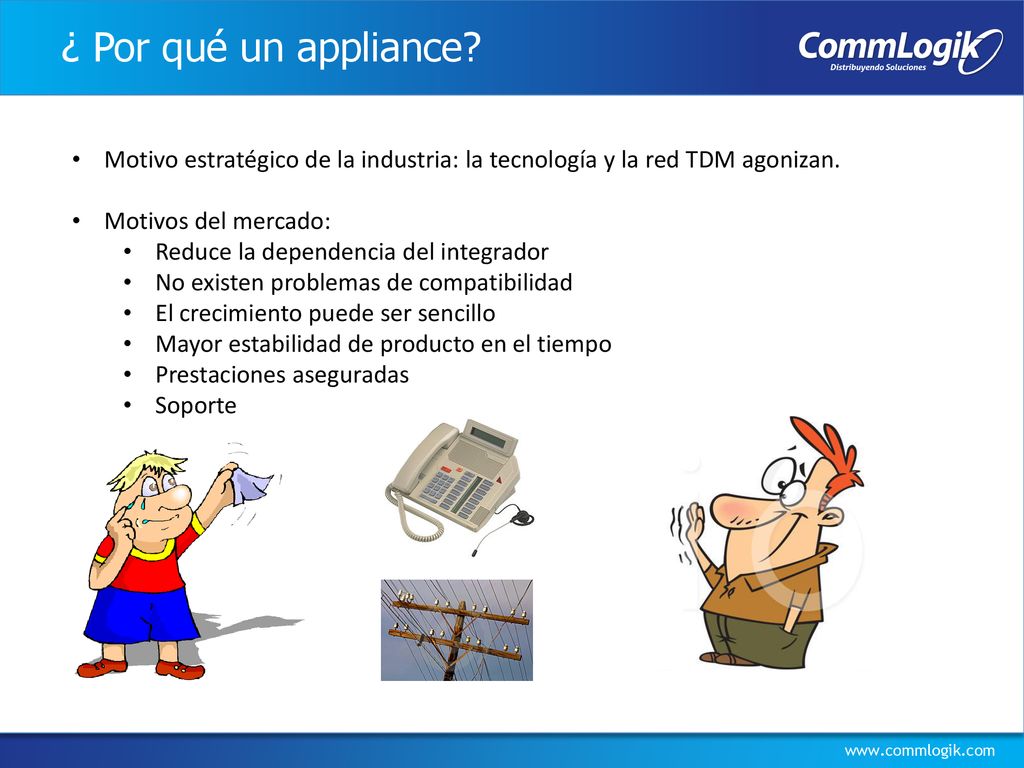 ¿ Por qué un appliance Motivo estratégico de la industria: la tecnología y la red TDM agonizan. Motivos del mercado: