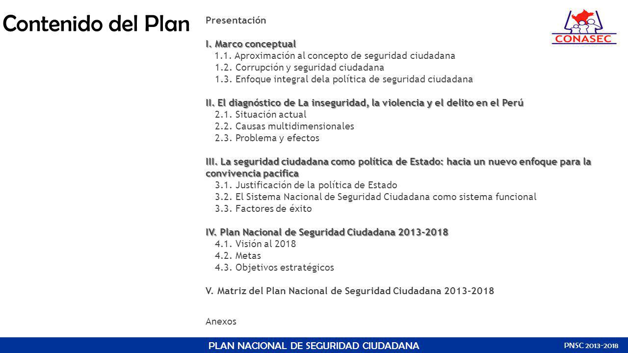 PLAN NACIONAL DE SEGURIDAD CIUDADANA