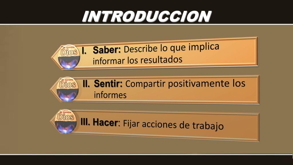INTRODUCCION I. Saber: Describe lo que implica informar los resultados