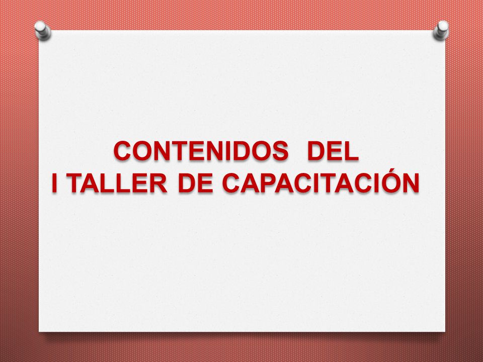 CONTENIDOS DEL I TALLER DE CAPACITACIÓN