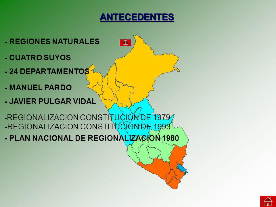 ANTECEDENTES - REGIONES NATURALES - CUATRO SUYOS - 24 DEPARTAMENTOS