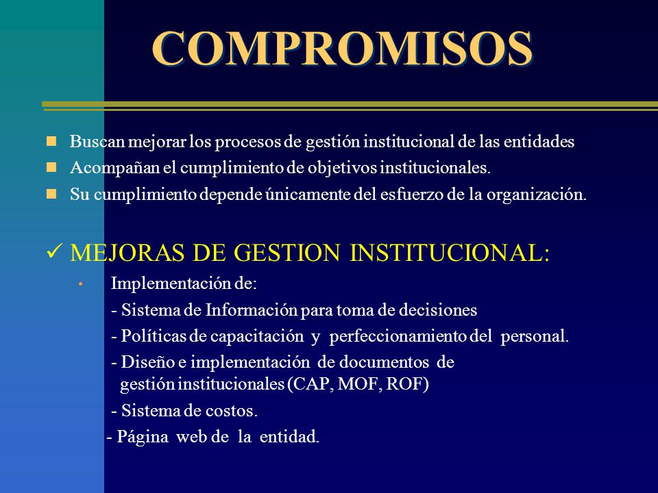 COMPROMISOS MEJORAS DE GESTION INSTITUCIONAL: