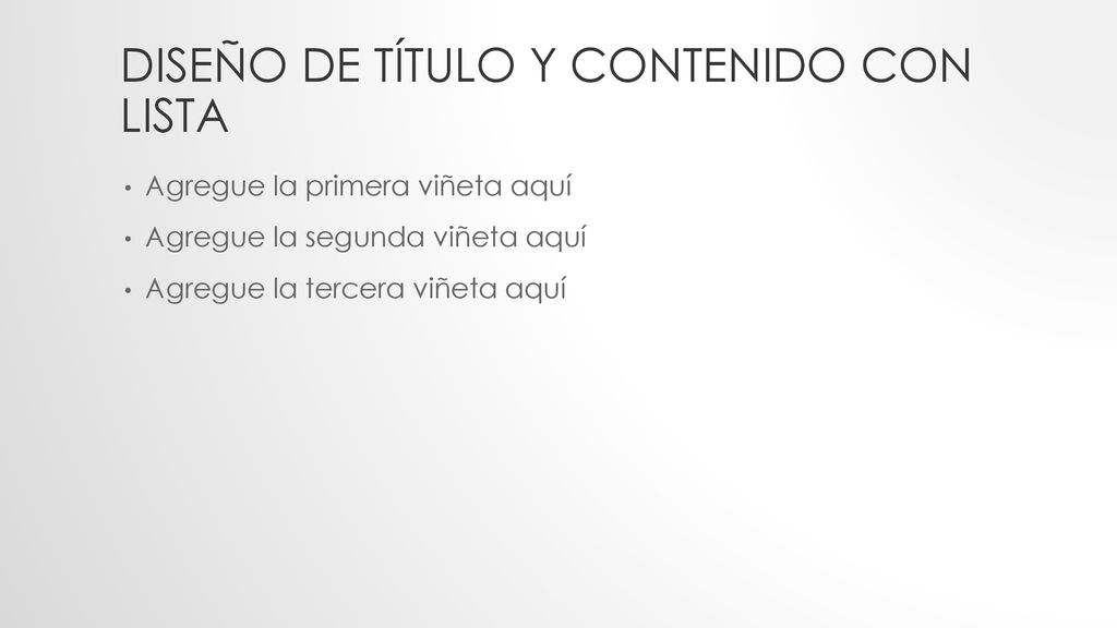 Diseño de título y contenido con lista