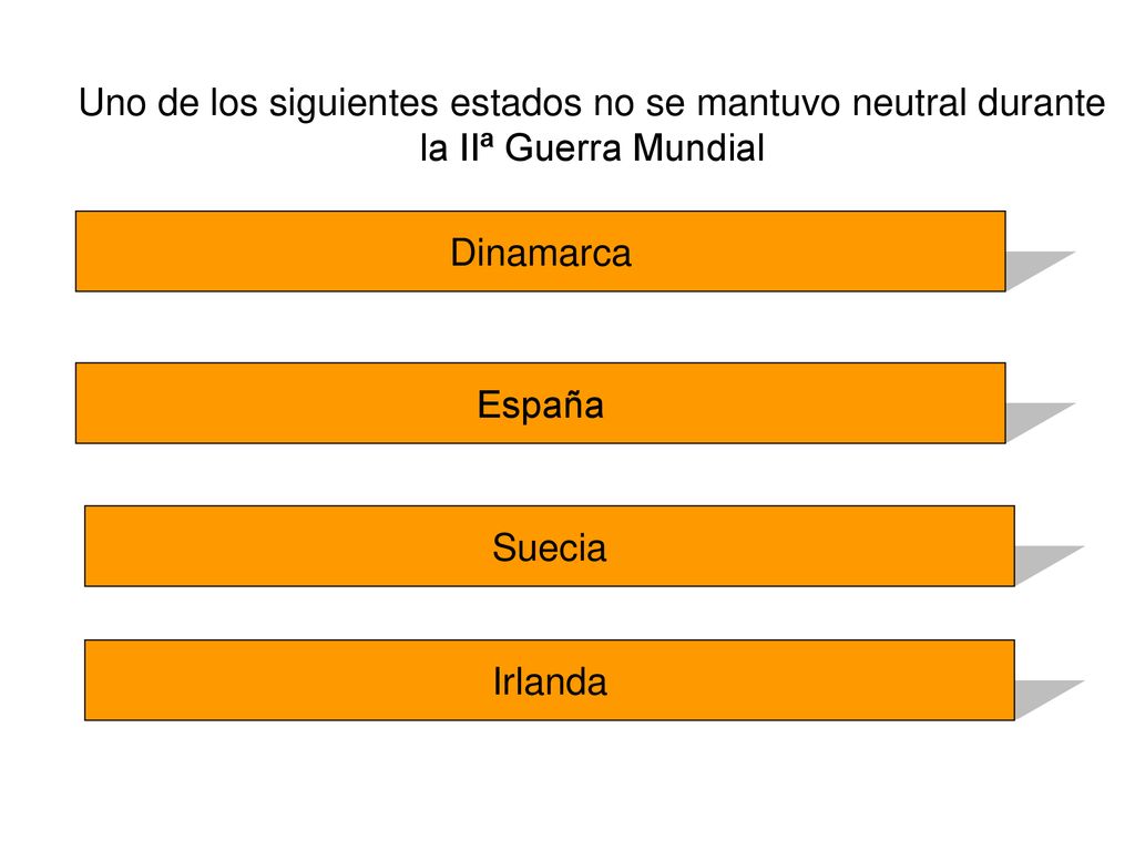 Uno de los siguientes estados no se mantuvo neutral durante la IIª Guerra Mundial