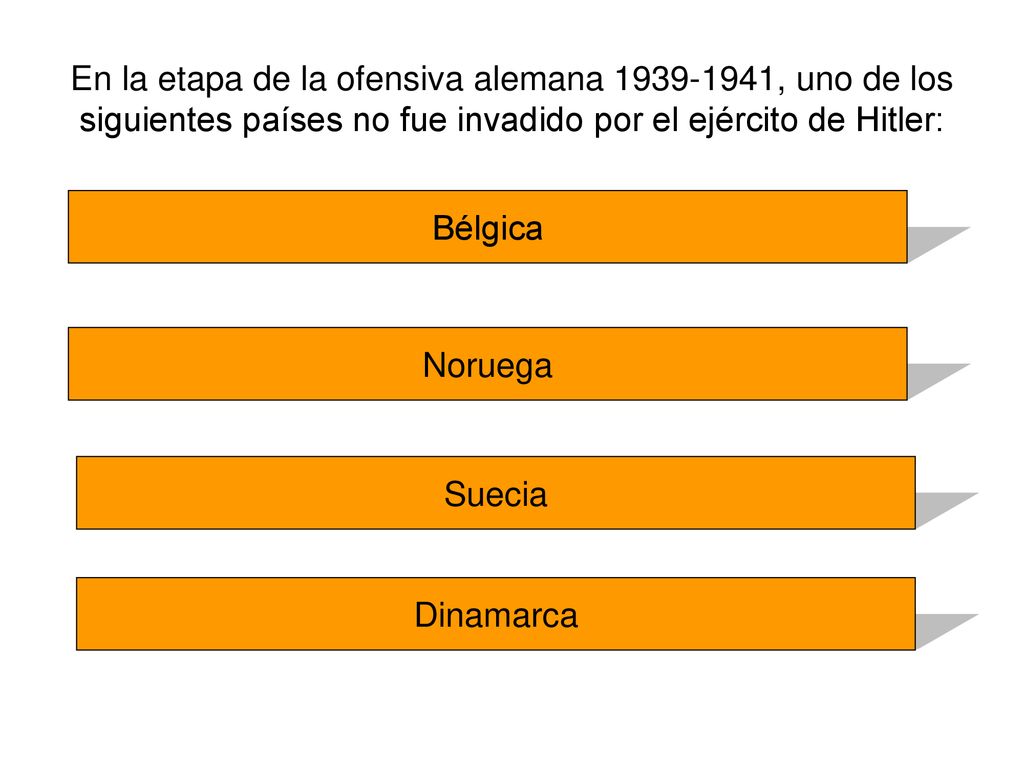 En la etapa de la ofensiva alemana , uno de los siguientes países no fue invadido por el ejército de Hitler: