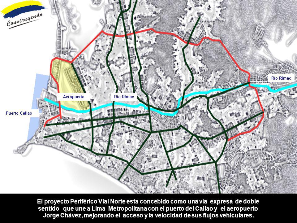 Río Rimac Aeropuerto. Río Rimac. Puerto Callao. El proyecto Periférico Vial Norte esta concebido como una vía expresa de doble.