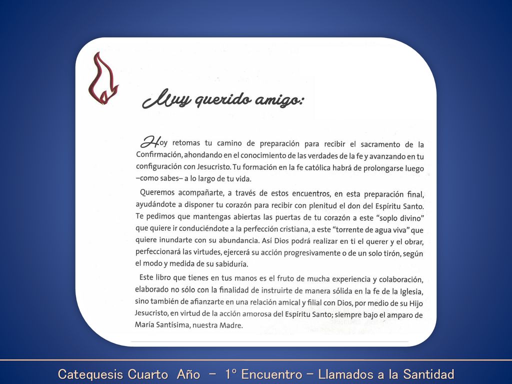 Catequesis Cuarto Año - 1º Encuentro – Llamados a la Santidad
