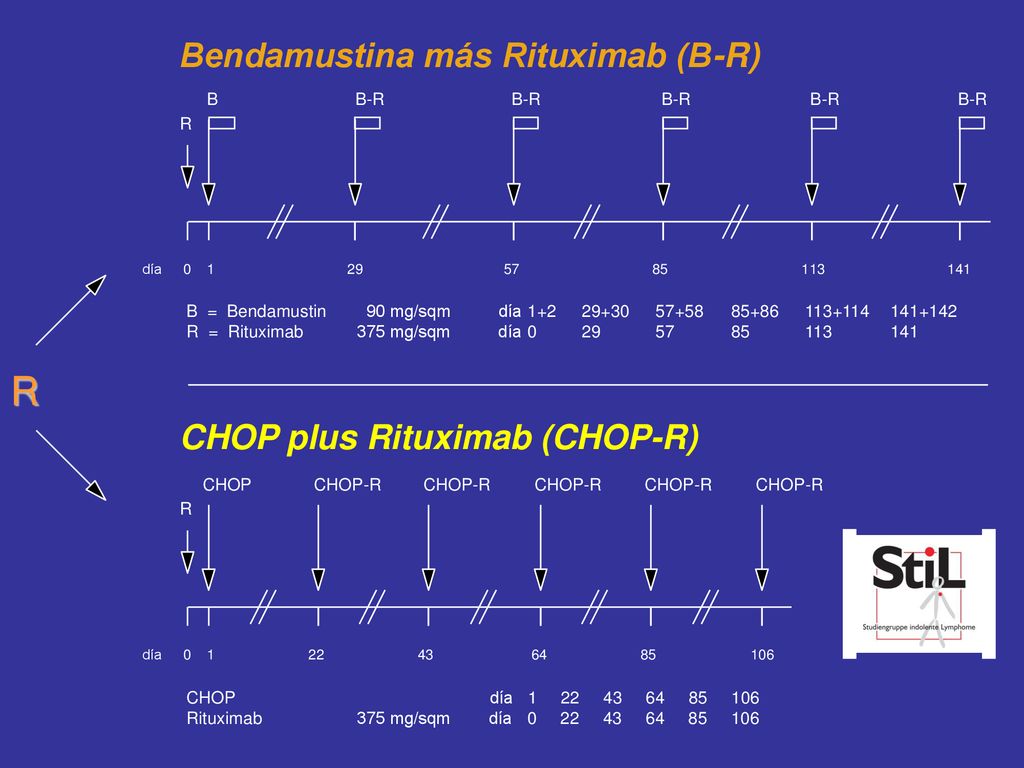 R Bendamustina más Rituximab (B-R) CHOP plus Rituximab (CHOP-R) B B-R