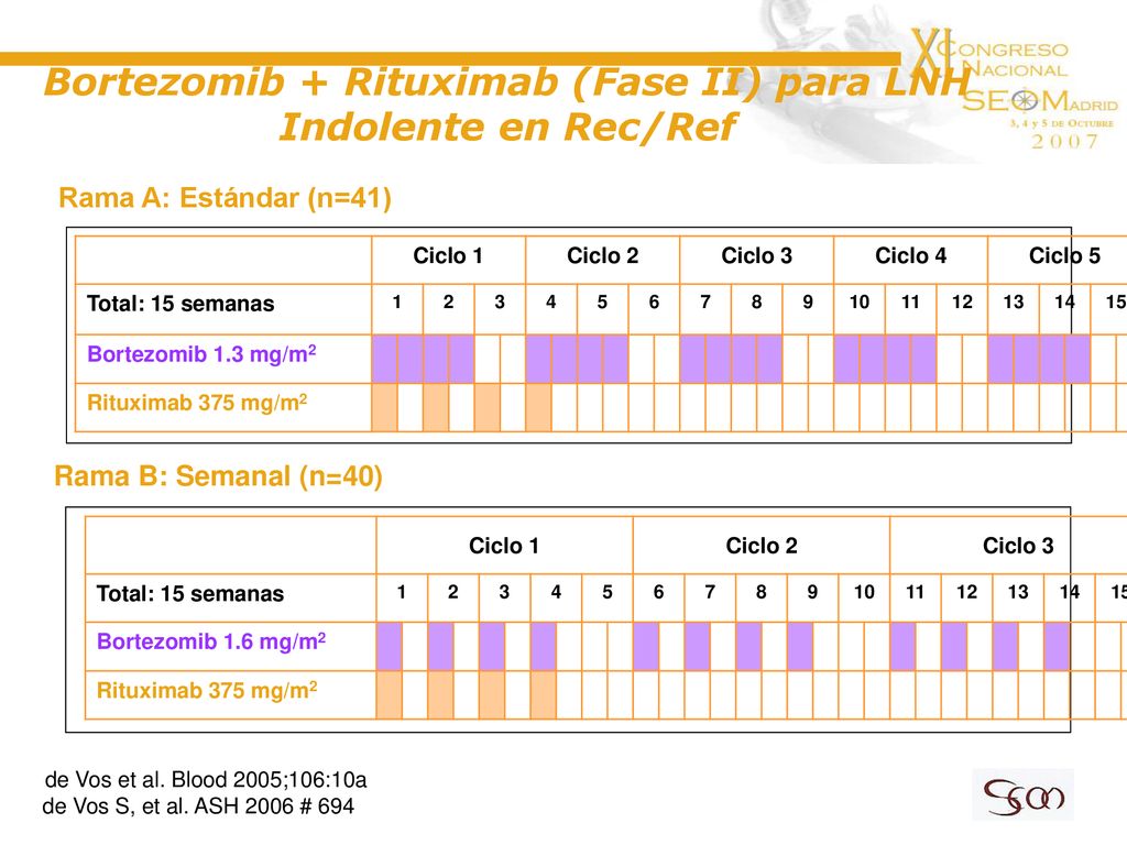 Bortezomib + Rituximab (Fase II) para LNH Indolente en Rec/Ref