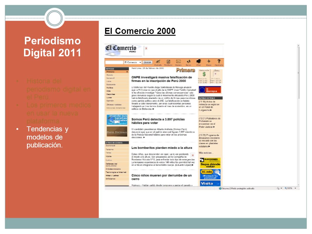 Periodismo Digital 2011 El Comercio 2000