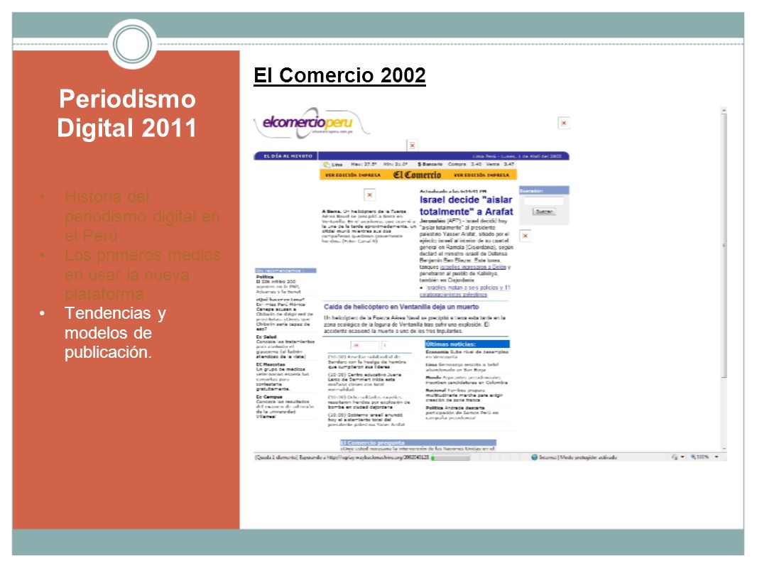 Periodismo Digital 2011 El Comercio 2002