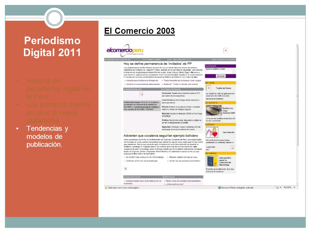 Periodismo Digital 2011 El Comercio 2003