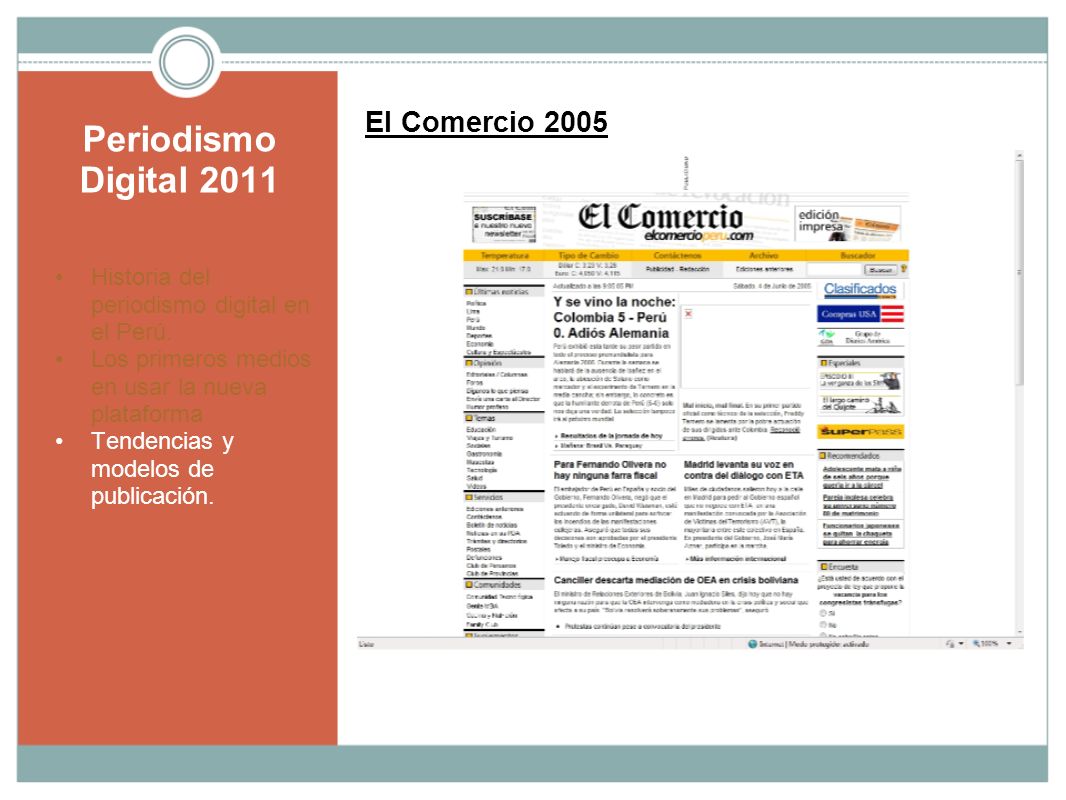 Periodismo Digital 2011 El Comercio 2005