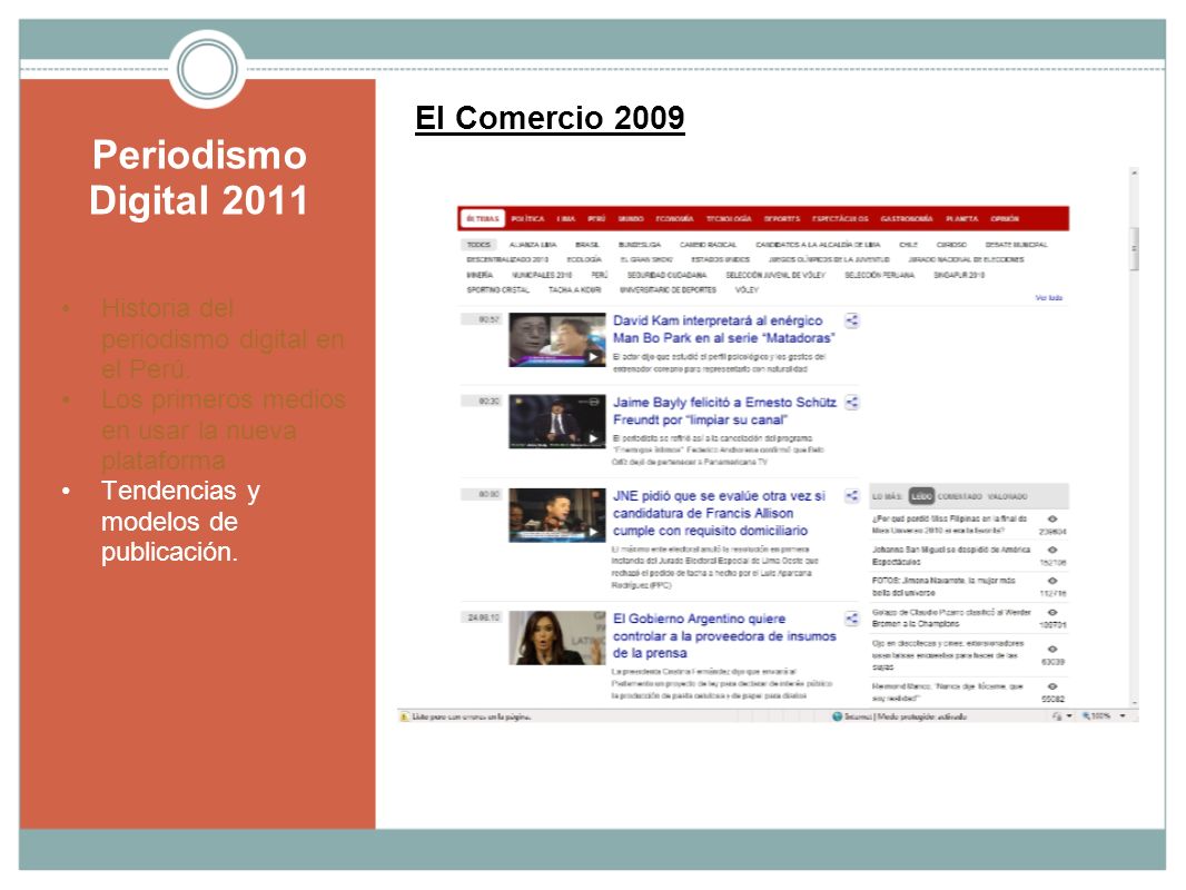 Periodismo Digital 2011 El Comercio 2009