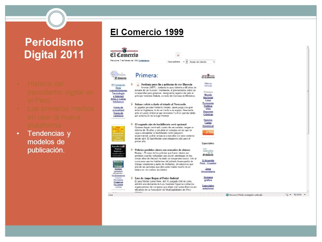 Periodismo Digital 2011 El Comercio 1999