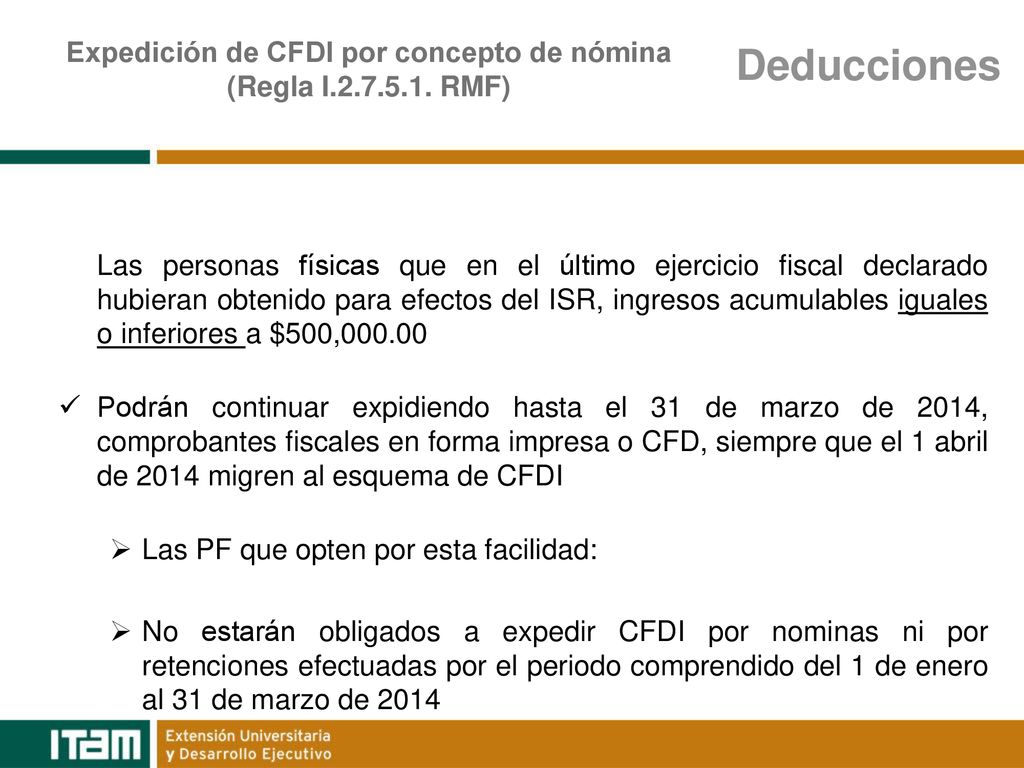 Expedición de CFDI por concepto de nómina (Regla I RMF)