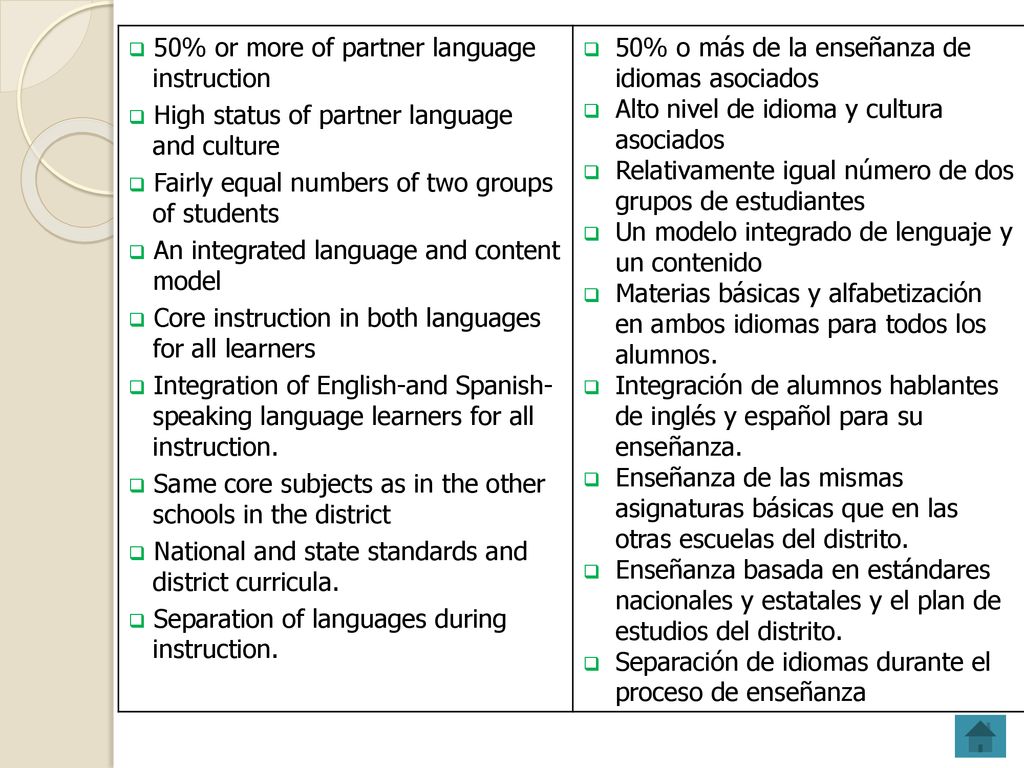 1.3 50% or more of partner language instruction
