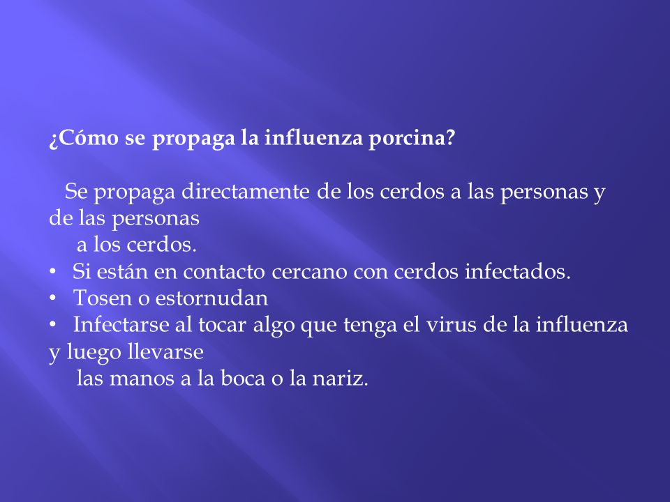 ¿Cómo se propaga la influenza porcina