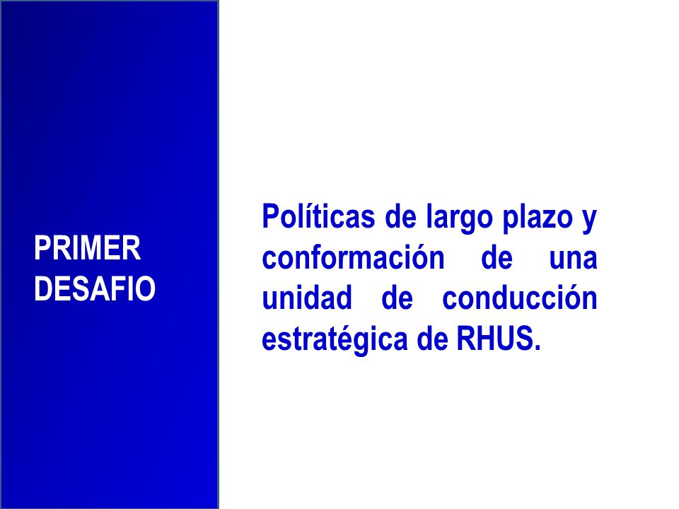 Políticas de largo plazo y conformación de una unidad de conducción estratégica de RHUS.