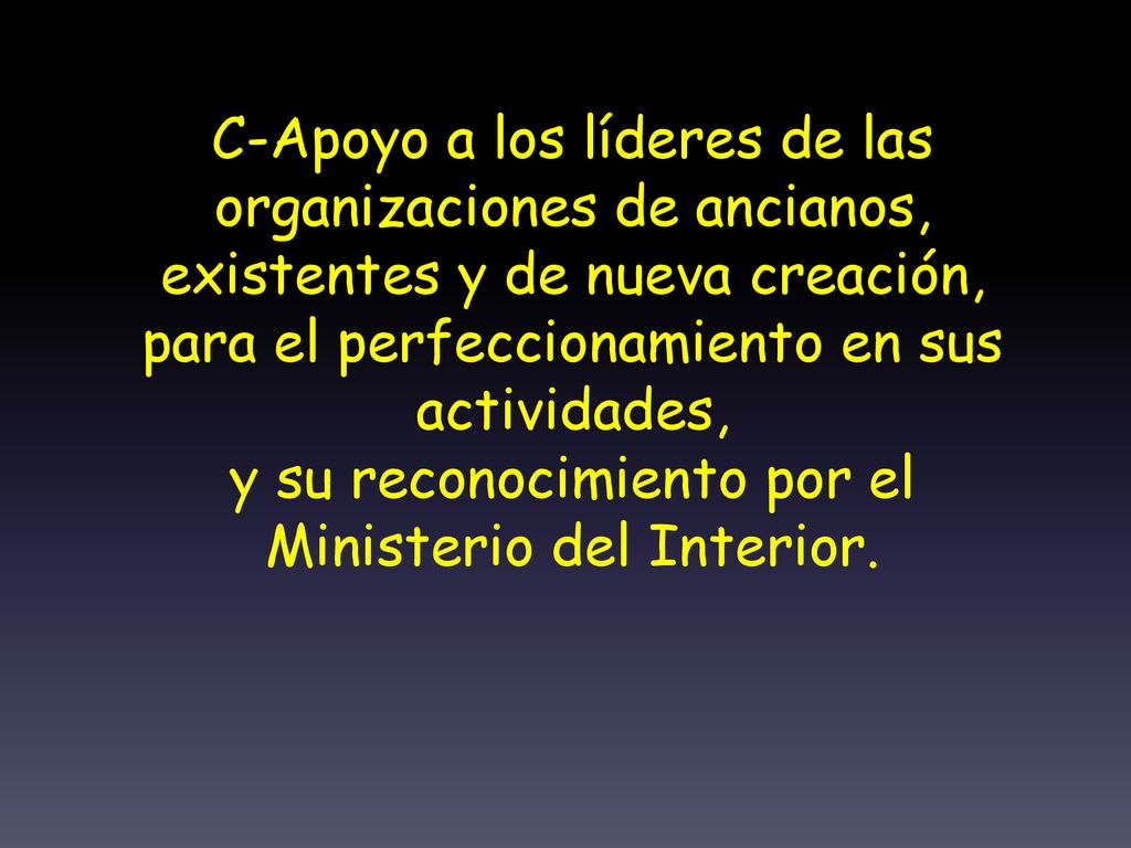 C-Apoyo a los líderes de las organizaciones de ancianos,