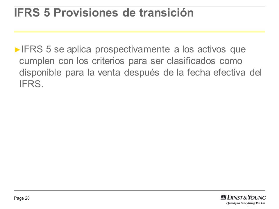 IFRS 5 Provisiones de transición