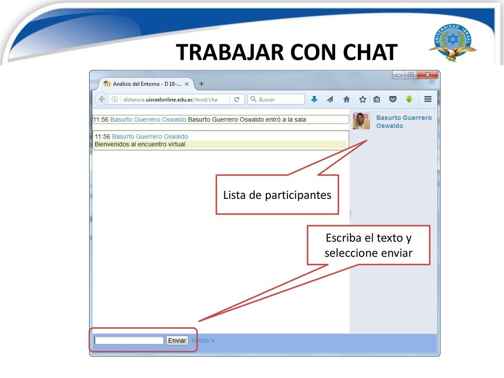 TRABAJAR CON CHAT Lista de participantes