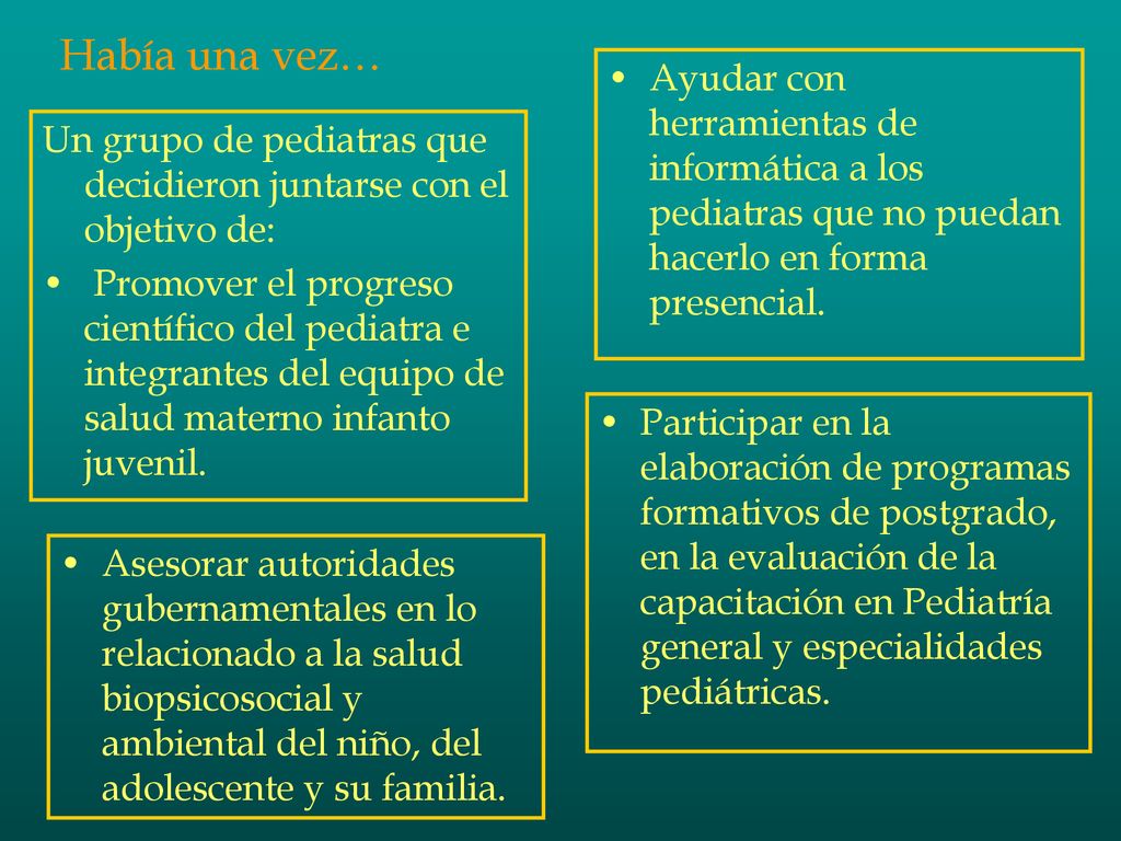 Había una vez… Ayudar con herramientas de informática a los pediatras que no puedan hacerlo en forma presencial.