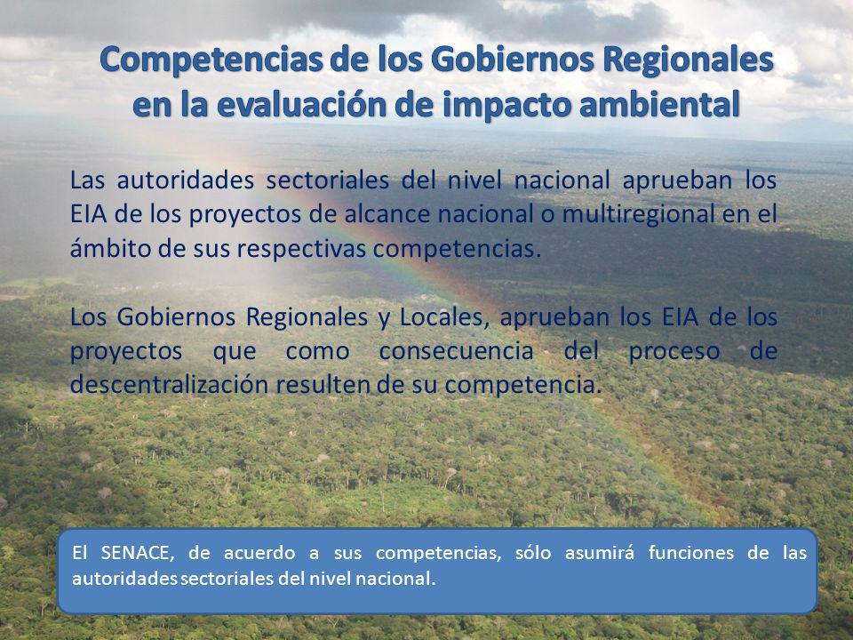 al Competencias de los Gobiernos Regionales en la evaluación de impacto ambiental.