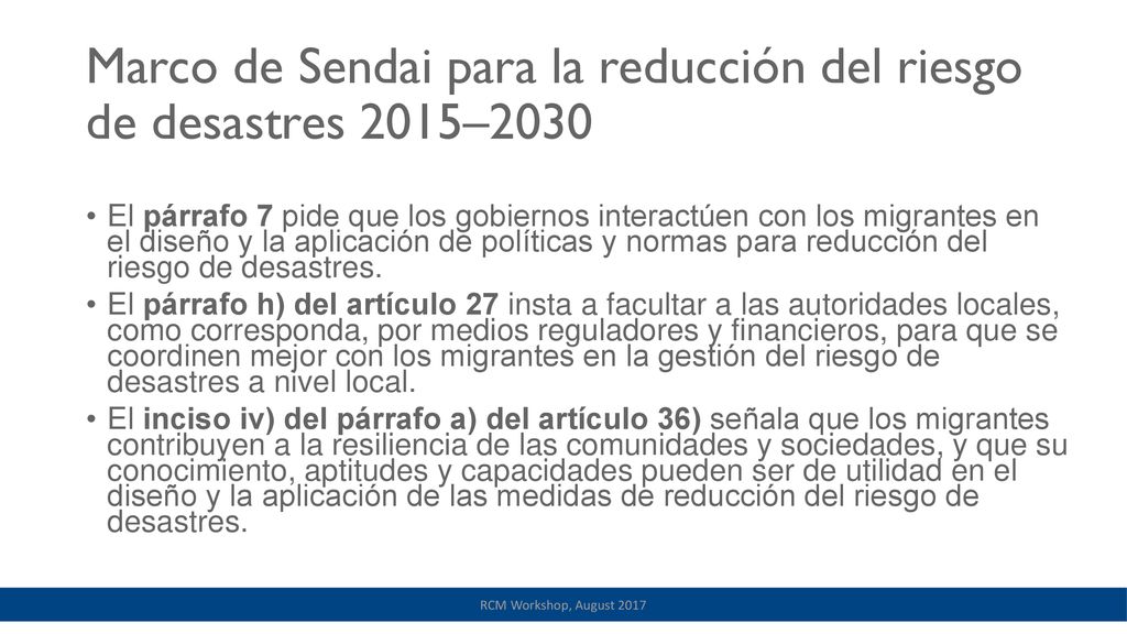 Marco de Sendai para la reducción del riesgo de desastres 2015–2030