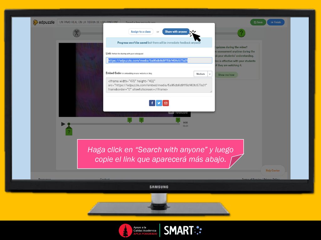 Haga click en Search with anyone y luego copie el link que aparecerá más abajo.