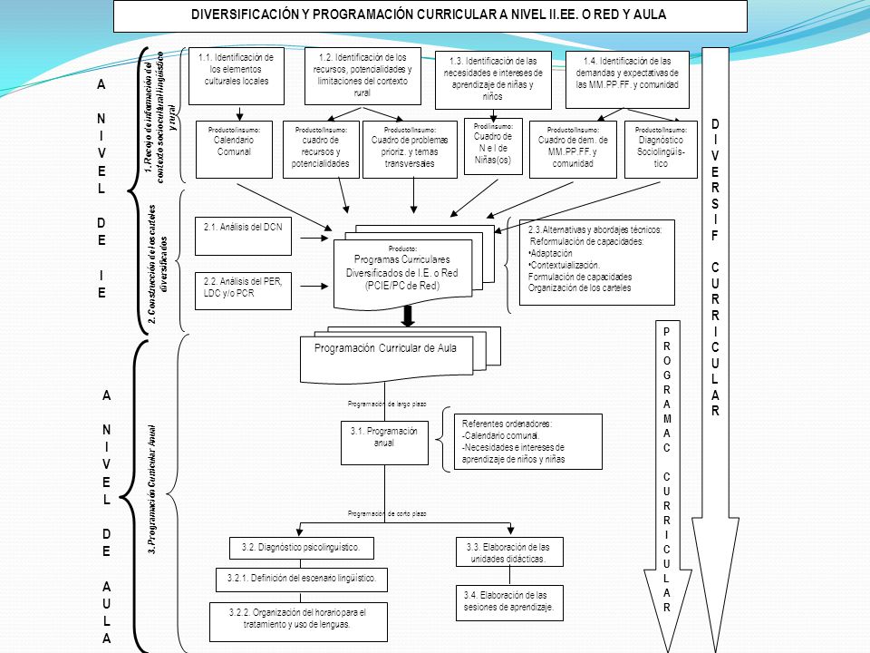 DIVERSIFICACIÓN Y PROGRAMACIÓN CURRICULAR A NIVEL II.EE. O RED Y AULA