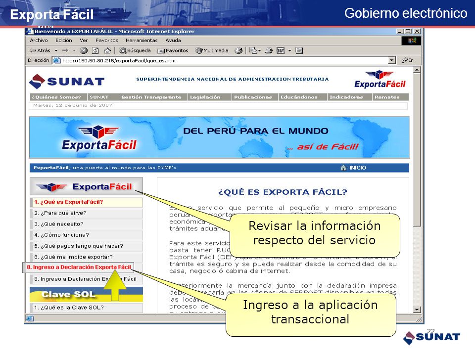 Exporta Fácil Revisar la información respecto del servicio
