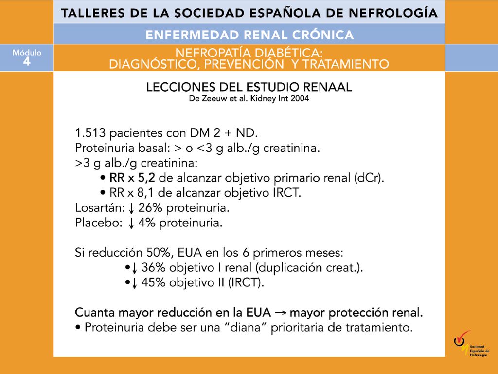 Los pacientes con proteinuria más intensa al inicio mostraron un mayor riesgo de alcanzar el objetivo primario del estudio que los que presentaban menor grado de proteinuria inicial.