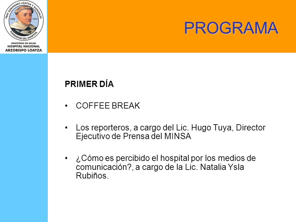PROGRAMA PRIMER DÍA COFFEE BREAK