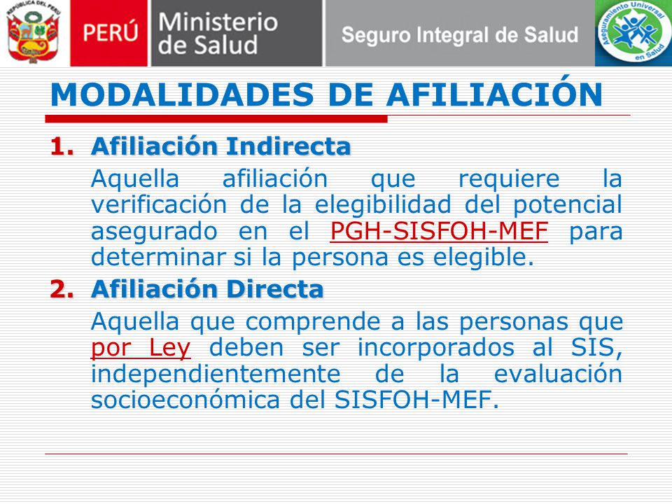 MODALIDADES DE AFILIACIÓN