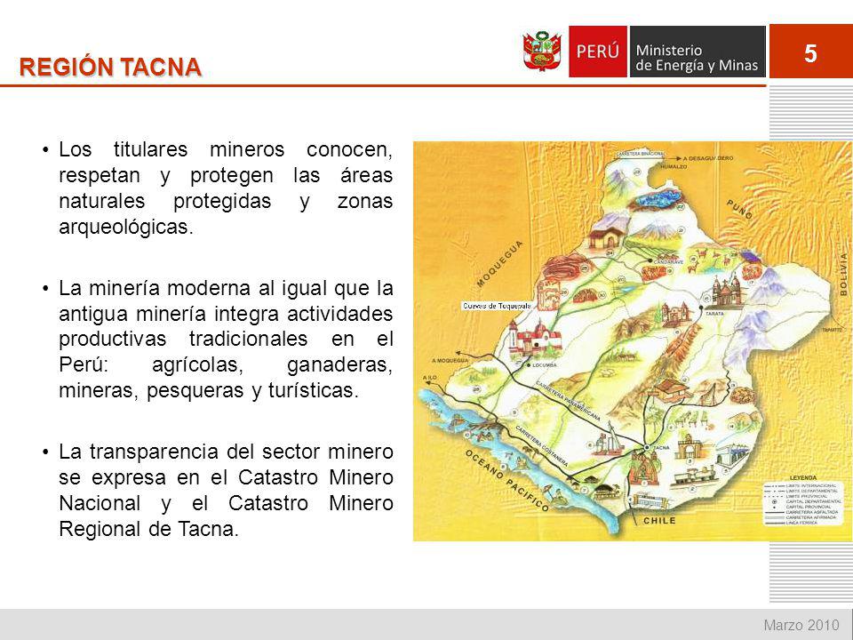REGIÓN TACNA Los titulares mineros conocen, respetan y protegen las áreas naturales protegidas y zonas arqueológicas.