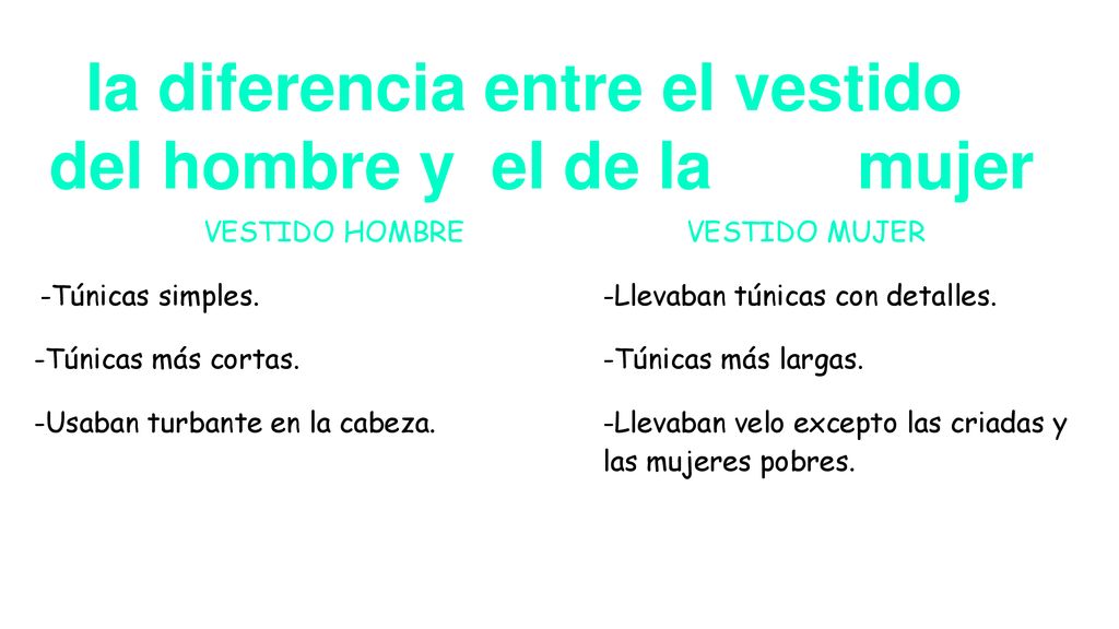 la diferencia entre el vestido del hombre y el de la mujer