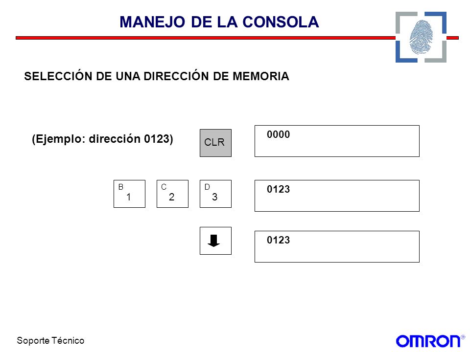 MANEJO DE LA CONSOLA SELECCIÓN DE UNA DIRECCIÓN DE MEMORIA