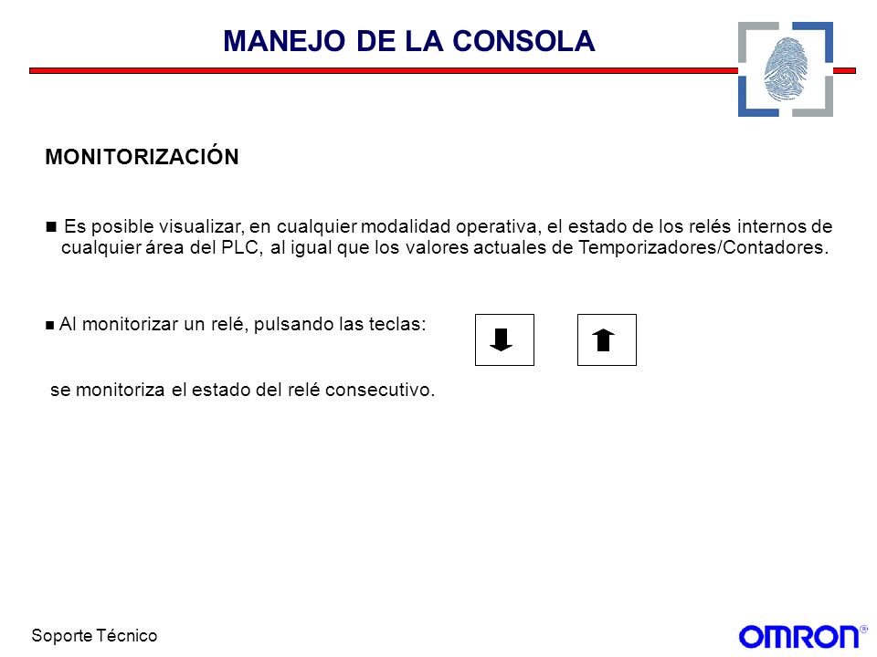 MANEJO DE LA CONSOLA MONITORIZACIÓN. Es posible visualizar, en cualquier modalidad operativa, el estado de los relés internos de.