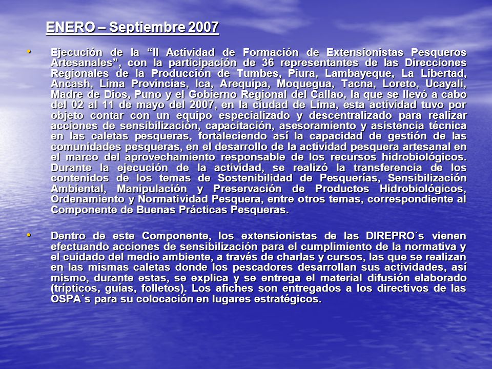 ENERO – Septiembre 2007