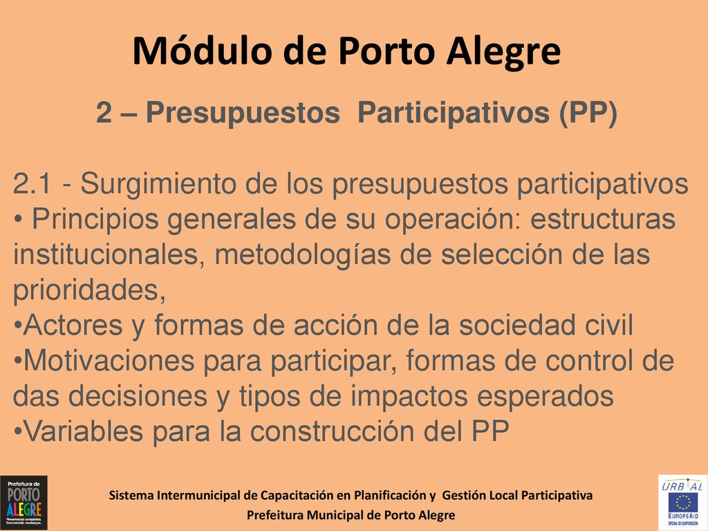 Módulo de Porto Alegre 2 – Presupuestos Participativos (PP)