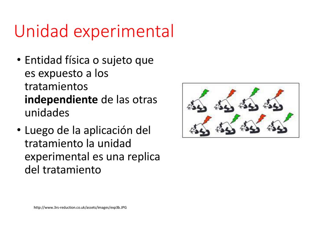 Unidad experimental Entidad física o sujeto que es expuesto a los tratamientos independiente de las otras unidades.
