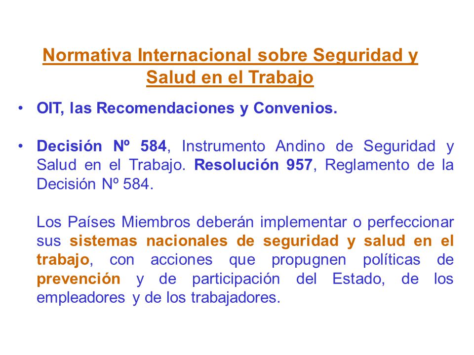 Normativa Internacional sobre Seguridad y Salud en el Trabajo