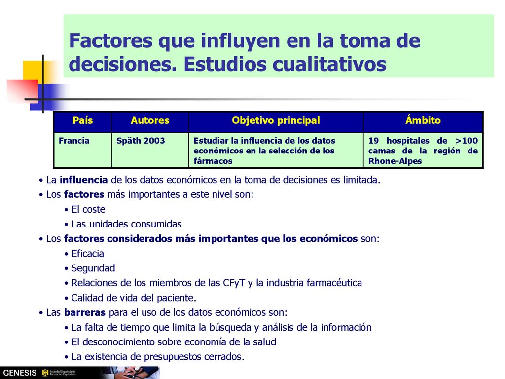 Factores que influyen en la toma de decisiones. Estudios cualitativos