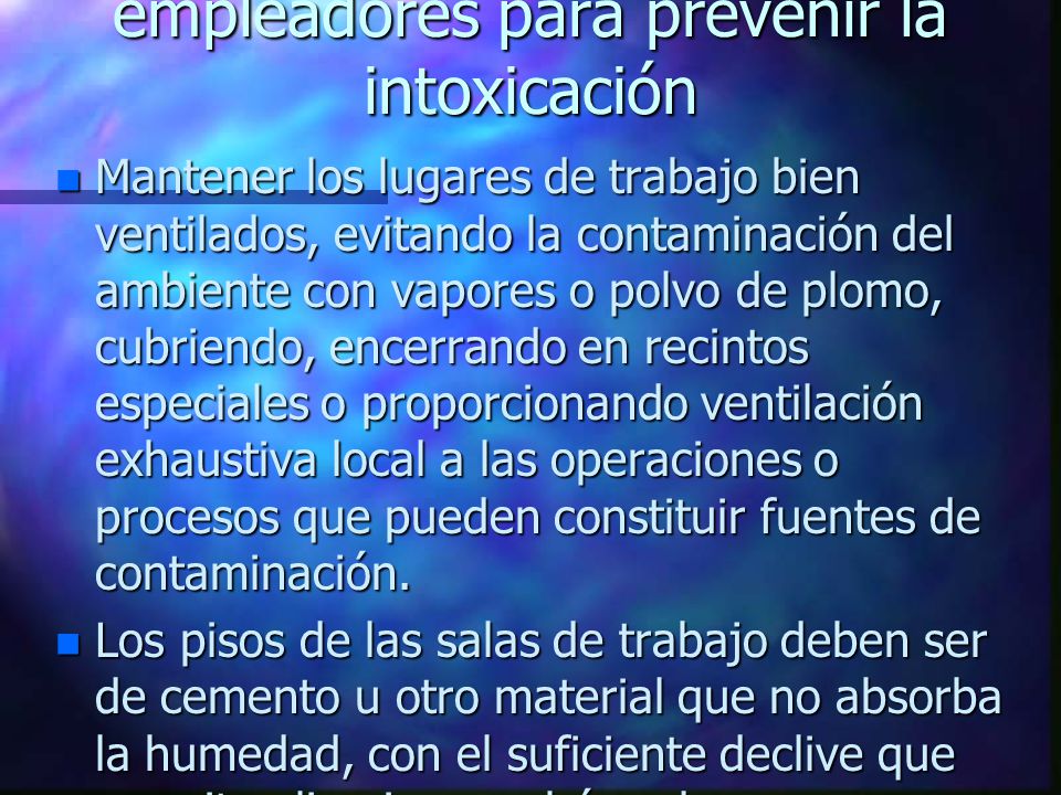 Que deben hacer los empleadores para prevenir la intoxicación