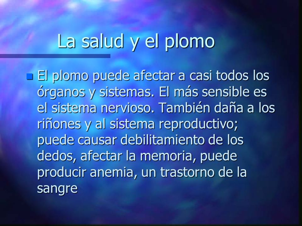 La salud y el plomo