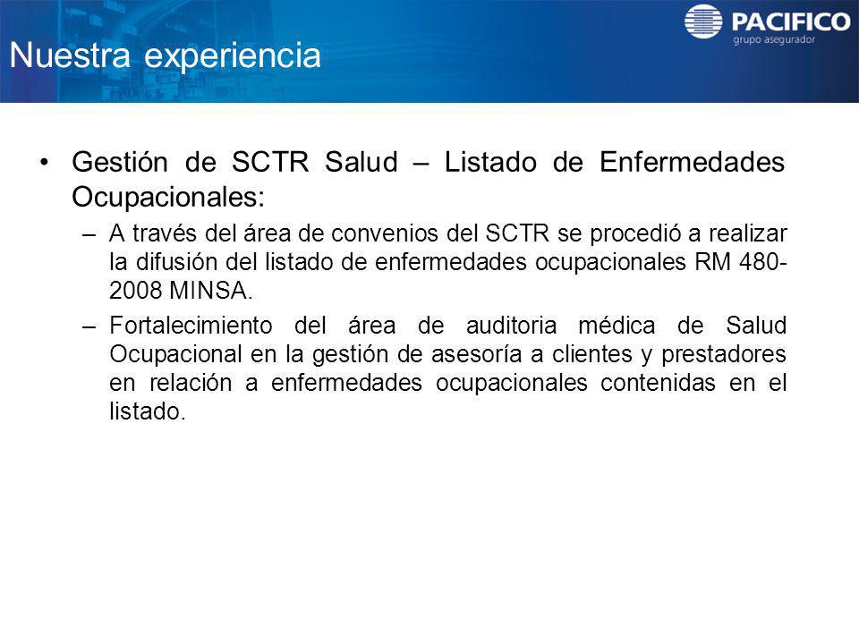 Nuestra experiencia Gestión de SCTR Salud – Listado de Enfermedades Ocupacionales: