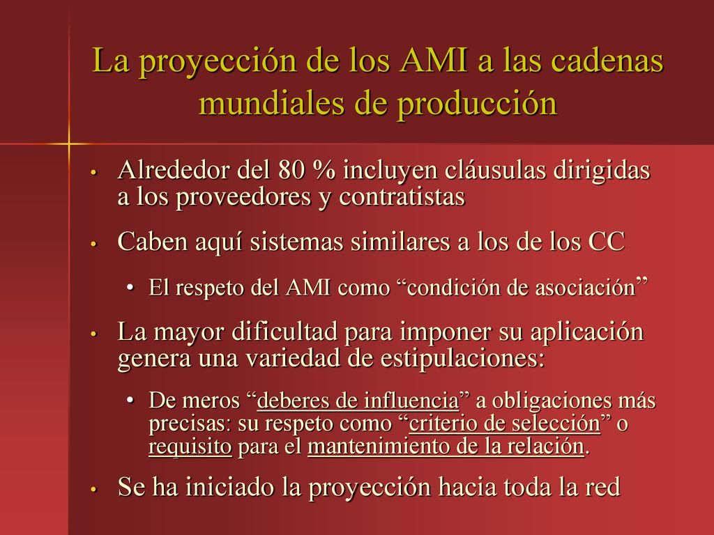La proyección de los AMI a las cadenas mundiales de producción