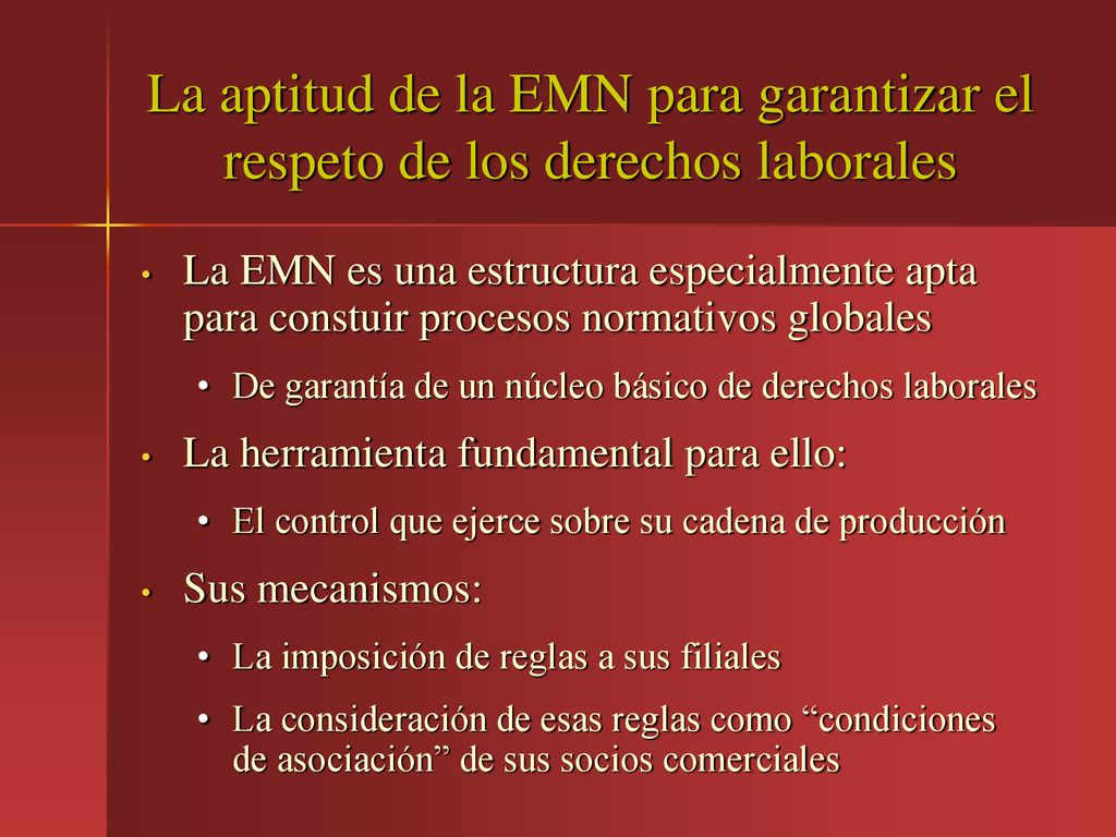 La aptitud de la EMN para garantizar el respeto de los derechos laborales