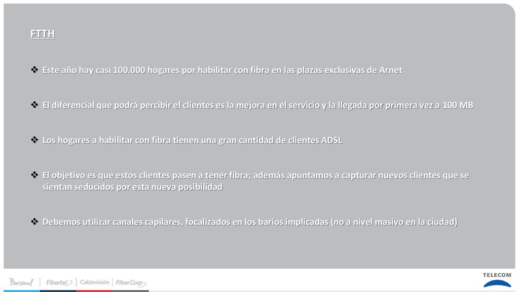 FTTH Este año hay casi hogares por habilitar con fibra en las plazas exclusivas de Arnet.